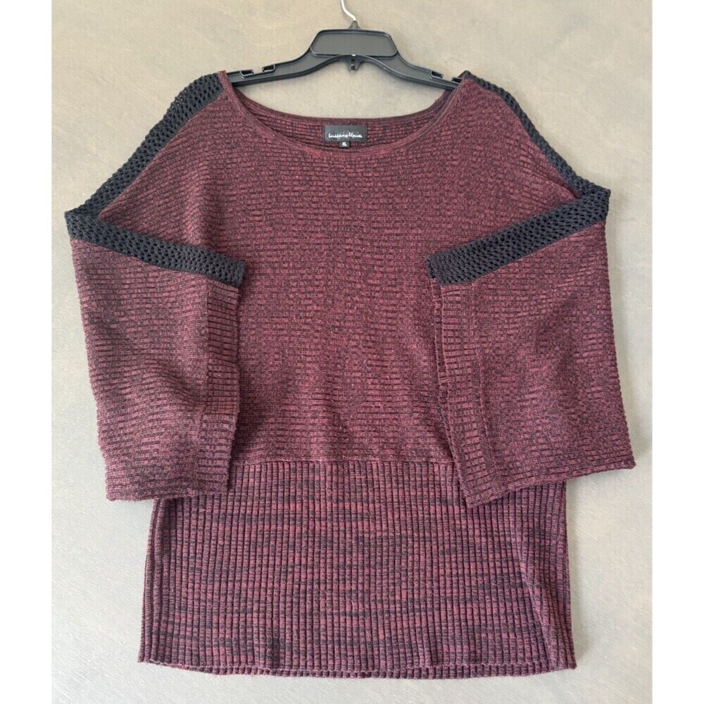 Brittany Black Sweater Variegated Dark red burgundy Dolman Sleeve Size XL